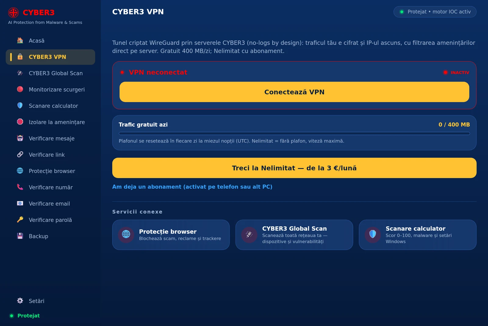 CYBER3 for Windows — VPN